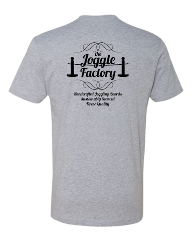 The Joggle Factory shirt showing the back of shirt with logo.