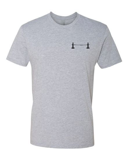 The Joggle Factory shirt, grey with joggle board on front. 